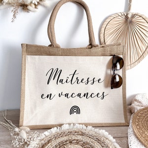 Sac cabas personnalisé en jute Maîtresse et Nounou image 6