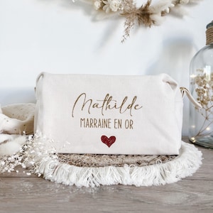 Trousse de toilette Marraine en coton personnalisable (Baptême)