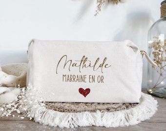 Trousse de toilette Marraine en coton personnalisable (Baptême)