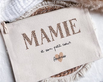 Trousse de toilette Mamie/Maman, trousse maquillage, pochette zippée Mamie/Maman léopard (fête des mères)