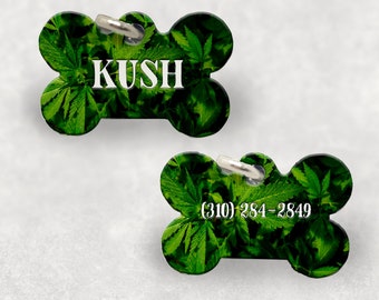 pot leaf dog tag