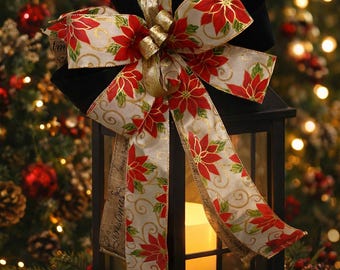 Noir and Gold Pointsettia Elegance  Bow set