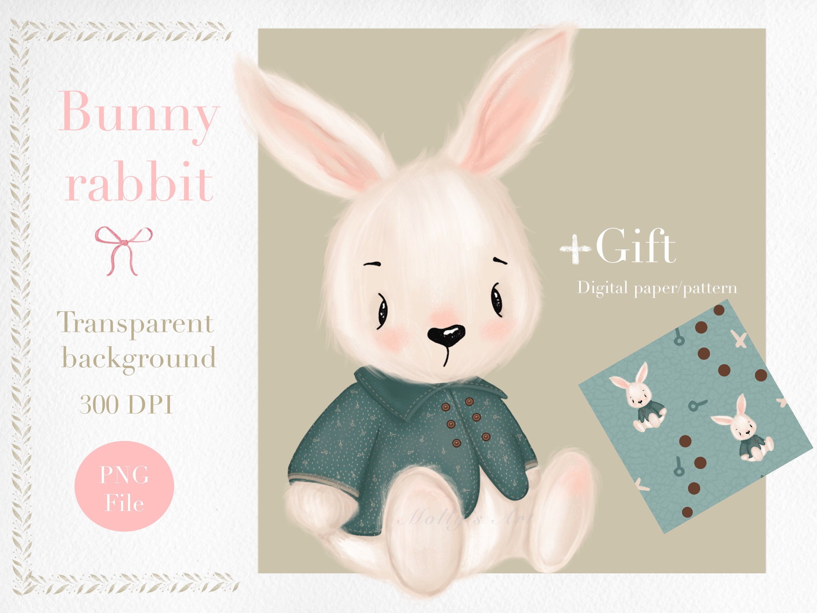 Cute Bunny Clipart, Bunny Png, Rabbit Clipart, Baby Shower, Baby