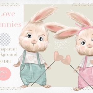 Cute bunny Clipart,Bunnies png,Rabbits Clipart, baby shower,birthday Clipart,baby animal,baby bunnies , transparent background, illustration