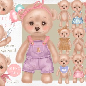 Bear girl clipart,Bear PNG Instant Download,Nursery Art,Sublimation Design,Transparent background,Baby clipart,Baby shower