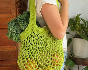 Cotton Crochet Market Bag - Eco-Friendly