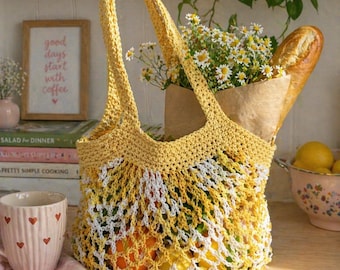 Cotton Crochet Market Bag - Eco-Friendly Tote