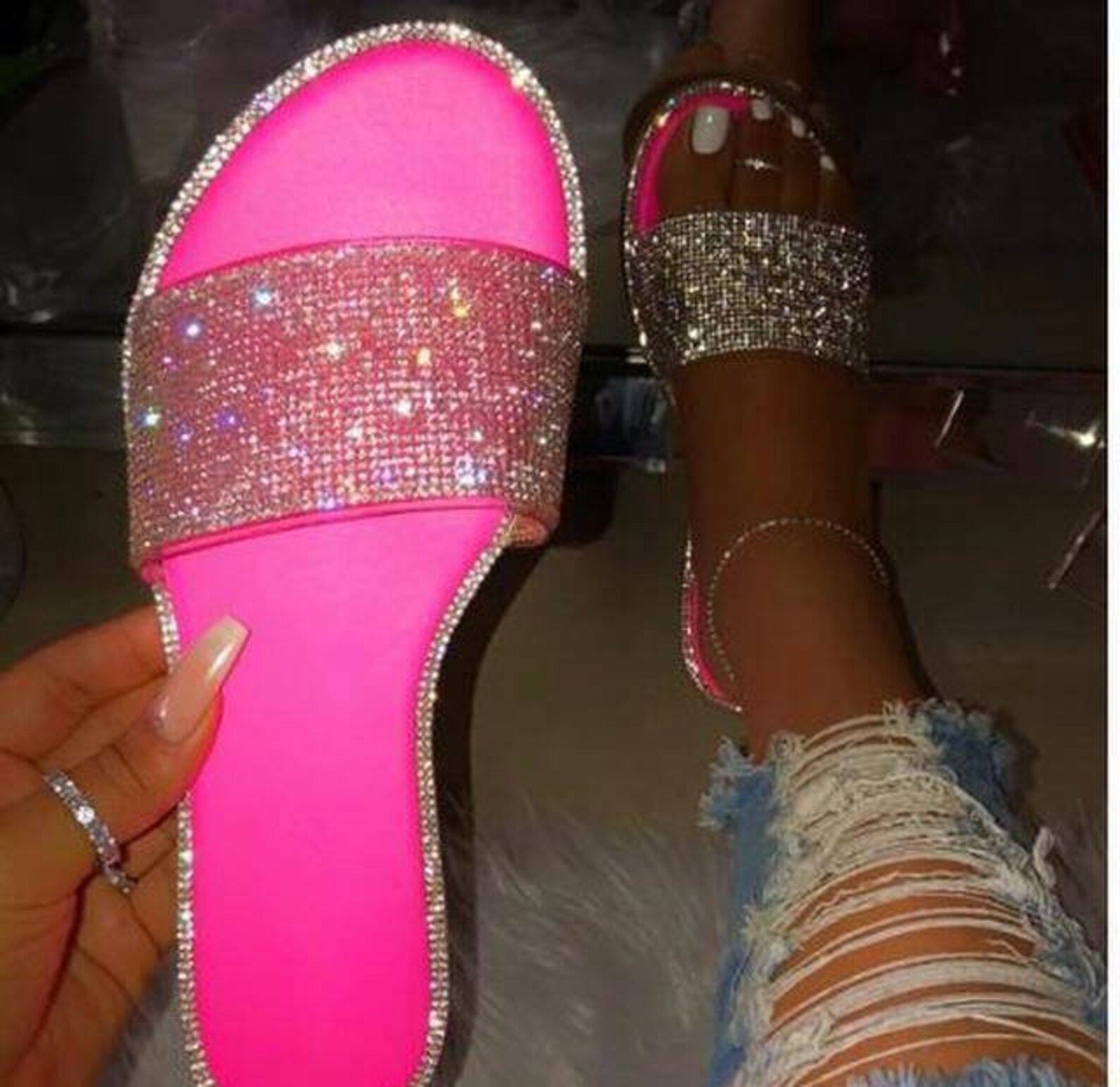Bling Slides Ladies diamond bling slides ladies slides Etsy