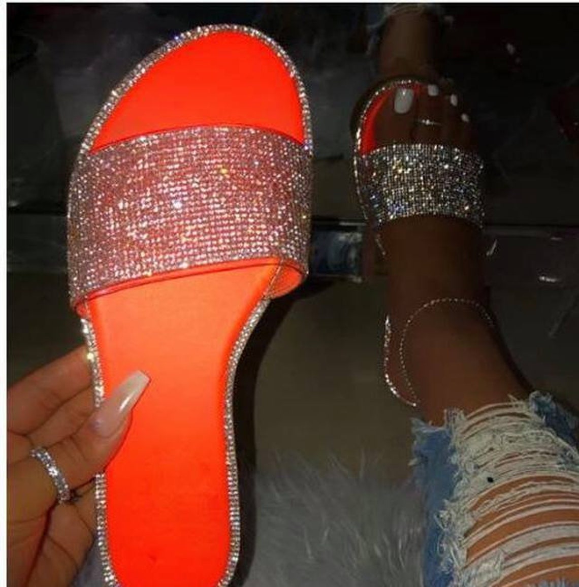 Bling Slides Ladies diamond bling slides ladies slides Etsy