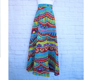 Maxi gonna donna lunga e colorata, Ankara, Ntoma Wax Print