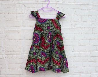 Mädchenkleid, afrikanischer Wachdruck Stoff, 4, 5 und 6 Jahre, Größe 104, 110 und 116, farbenfroh