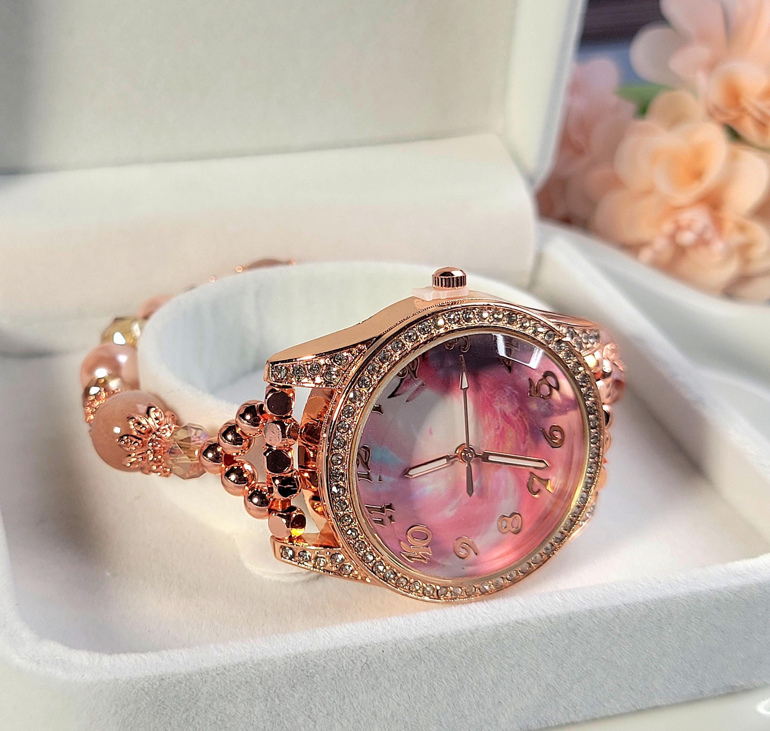 Vintage Moon Phase Watch Crystals Pink Black Strap W Date Omega Vintage 37mm 18ct PINK ROSE RED GOLD Cosmic Triple  main image 2