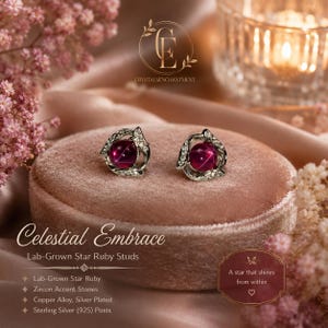 Ruby Stud Earrings | Ruby Gemstone Earrings | Sterling Silver Posts | Silver Plated Earrings | July Birthstone