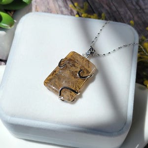 Golden Healer Dendritic Quartz Pendant: Sterling Silver Necklace