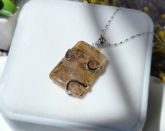 Golden Healer Dendritic Quartz Pendant: Sterling Silver Necklace