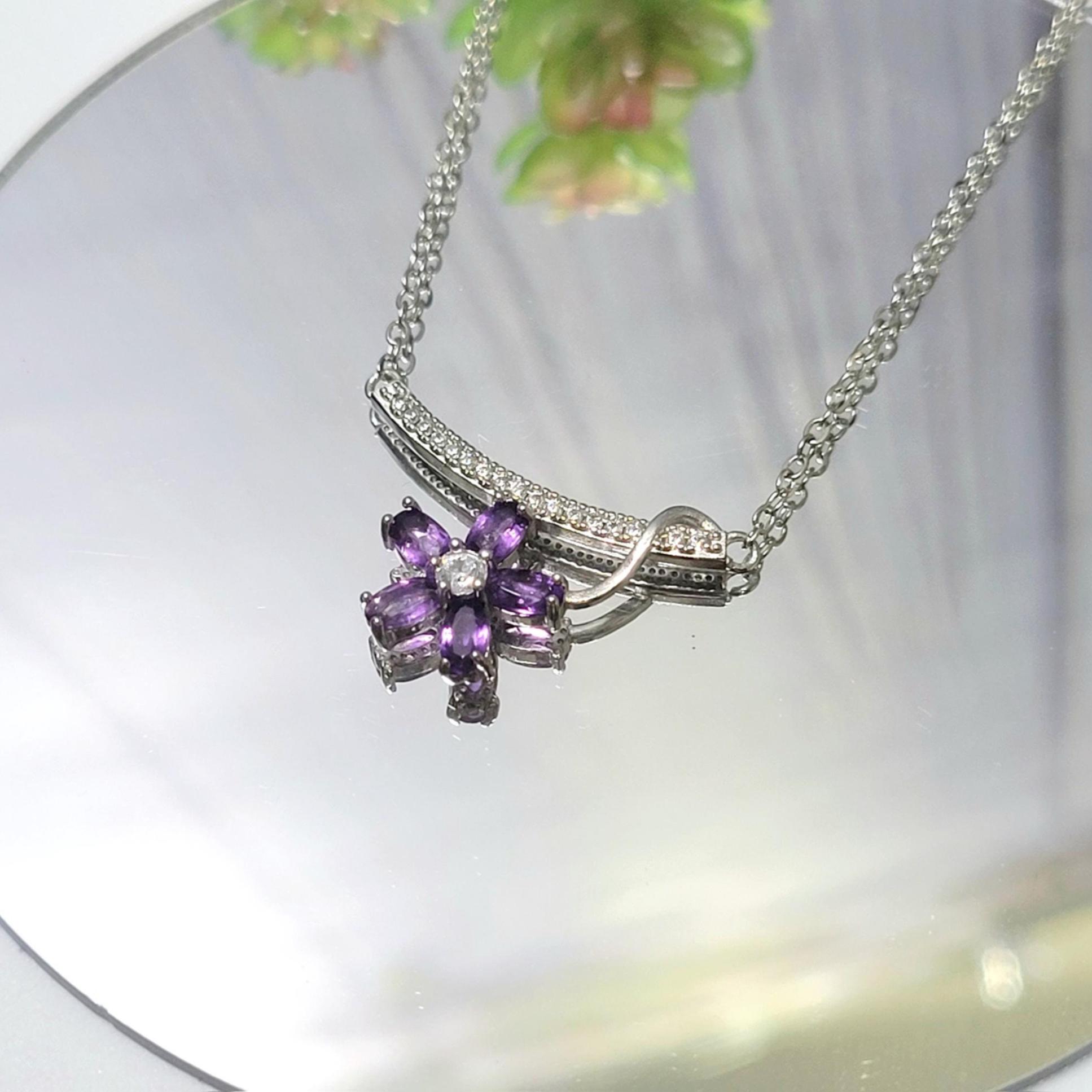 Amethyst Flower Pendant Necklace: Five Gemstone Floral Design - Etsy