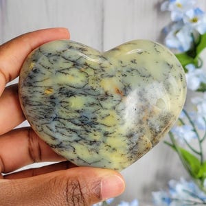 Merlinite Dendritic Opal Agate/ Heart Shape Dendritic Merlinite/ Dendritic Opal Crystal/ 3&quot;