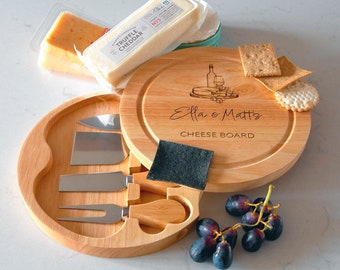 Personalised Cheese Board set. 9 designs to choose from. Custom Cheese Board. Engraved Cheese Board. Cheese Gift. Gift for any Occasion.