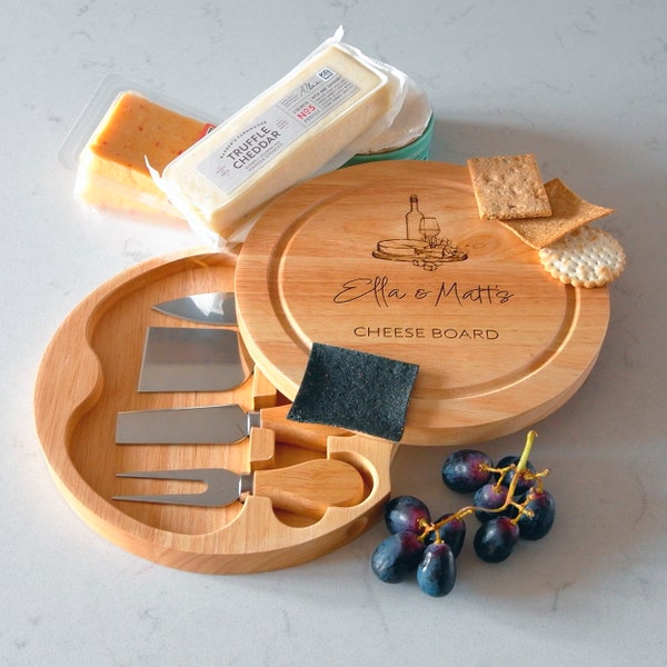 Personalised Cheese Board set. 9 designs to choose from. Custom Cheese Board. Engraved Cheese Board. Cheese Gift. Gift for any Occasion.