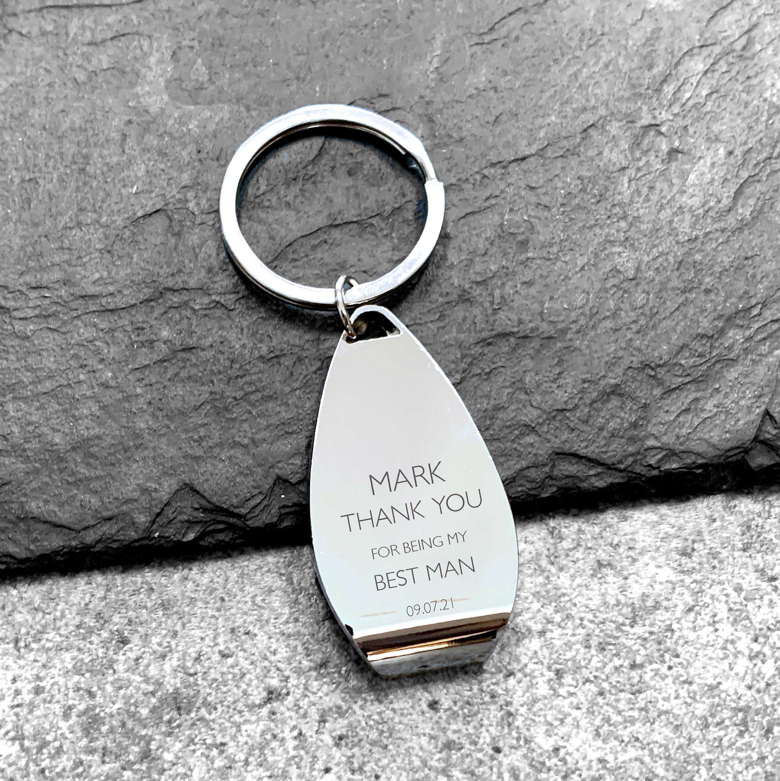 Personalised Engraved Best Man Bottle Opener Keyring Wedding Gift