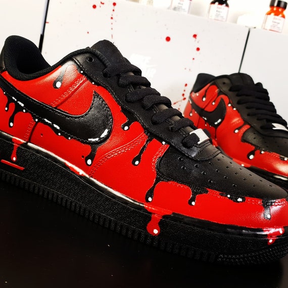 Buy Custom Air Force 1 Black and Red Drips Online in India 