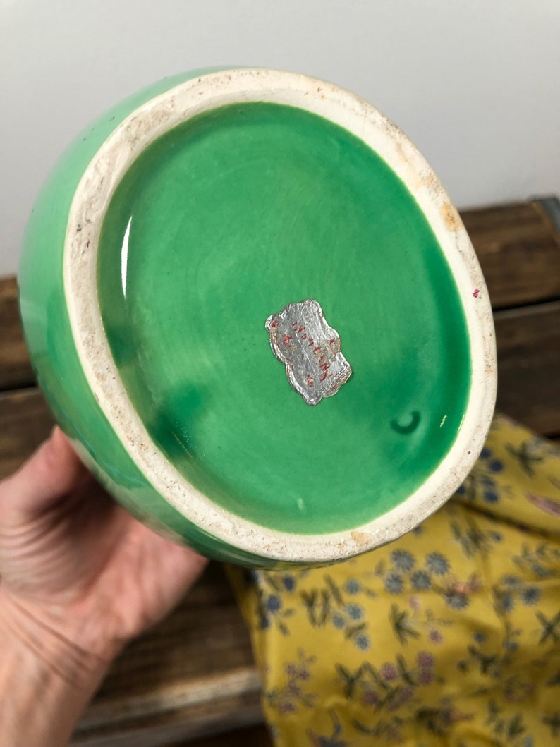 Vintage Green Blue and Brown Vase Made in Japan Etsy