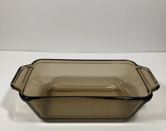 Vintage Smokey Amber Glass Loaf Dish (Unmarked— most likely Anchor)