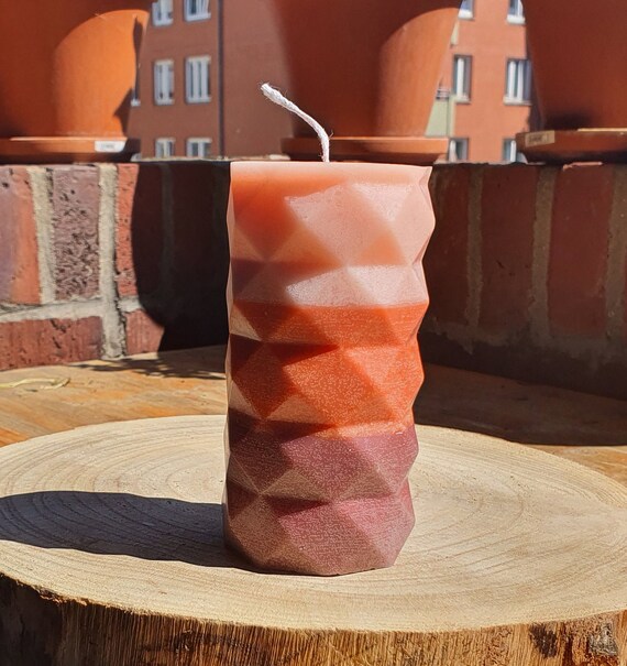 Large Round Candle With Diamond Surface Etsy