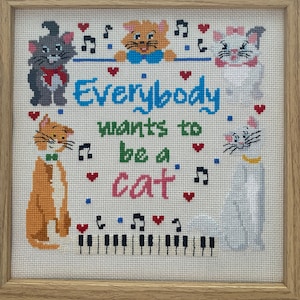 Aristocats - Everybody wants to be a cat cross cross stitch pattern (Instant PDF download)