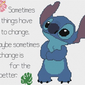 Lilo and Stitch "Change" Cross stitch pattern - instant PDF download