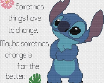 Lilo and Stitch "Change" Cross stitch pattern - instant PDF download