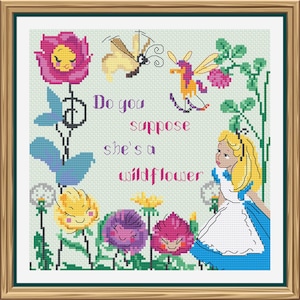 Alice In Wonderland - Wildflower cross stitch pattern - instant PDF download