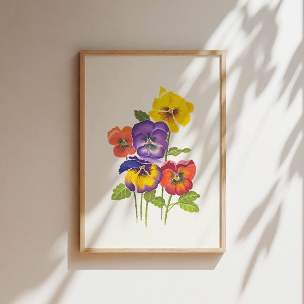 Blumen Kunstdruck, Ölpastell Bild, Wanddeko, Fine Art Print, Poster