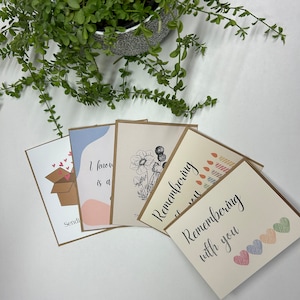 Lot de 5 cartes de deuil - carte de deuil - carte de condoléances - encouragement - cadeau de fausse couche - cadeau d'infertilité - cadeau de deuil - lot
