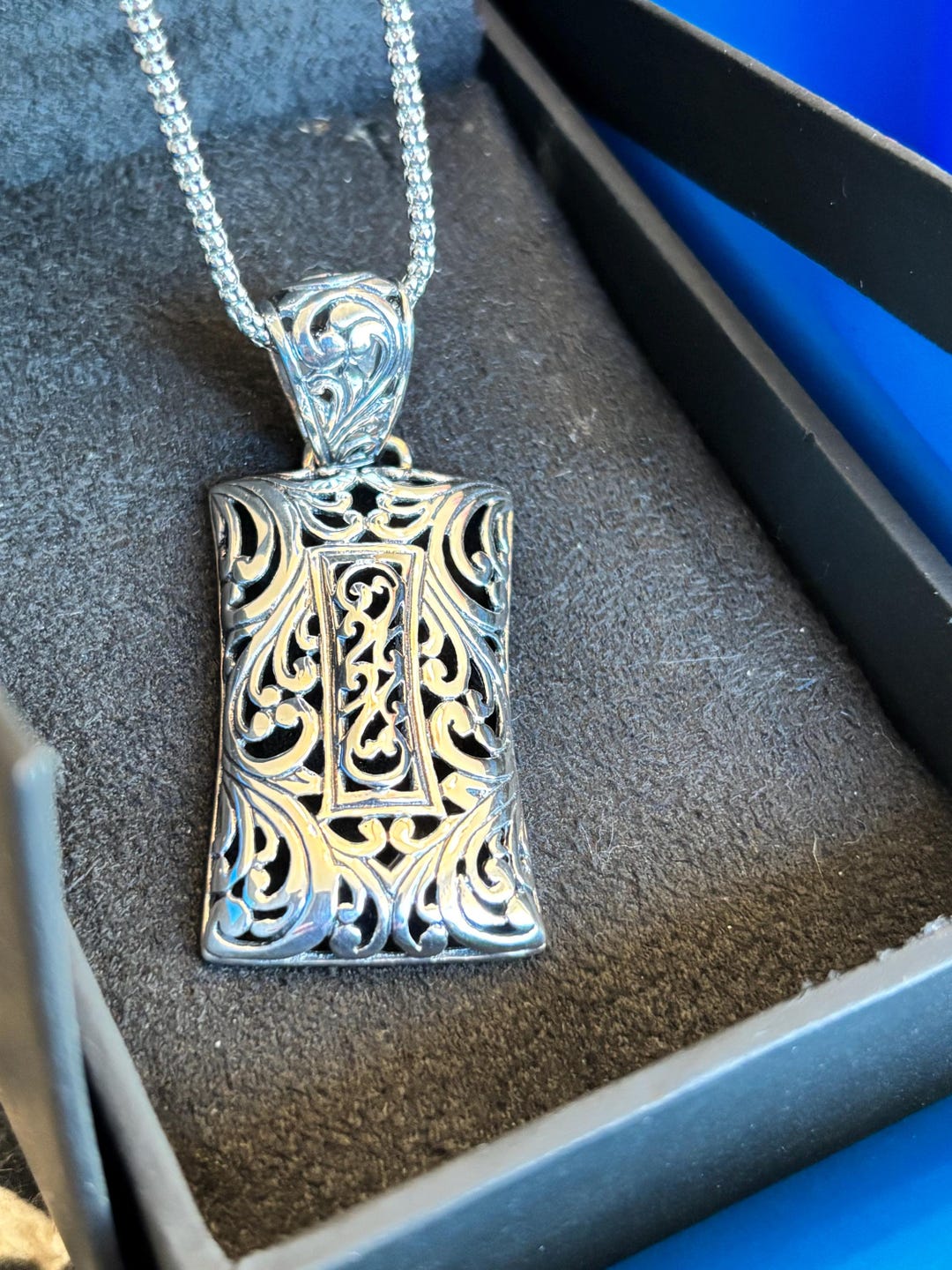 Silver SU 925 Necklace and 18 Inch Silver Chain, Filigree Art Deco ...