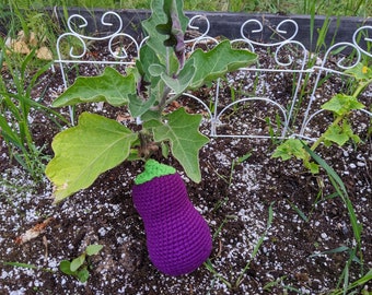 Eggplant Amigurumi Crochet Pattern (Not a Physical Item)