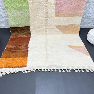 Marokkaans tapijt Handgeknoopt Beni ourain tapijt volledig wollen berber tapijt Op maat gemaakt tapijt handgemaakt tapijt Echte lamswol afbeelding 3