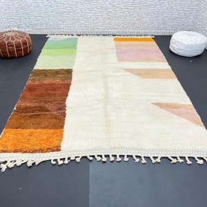 Marokkaans tapijt Handgeknoopt Beni ourain tapijt volledig wollen berber tapijt Op maat gemaakt tapijt handgemaakt tapijt Echte lamswol afbeelding 5