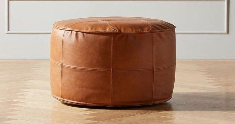 Leather pouf ottoman round deals