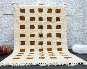Alfombra marroquí anudada a mano - Alfombra Beni ourain - alfombra bereber de lana - Alfombra personalizada - alfombra hecha a mano - Alfombra marroquí de melocotón - Alfombra de lana