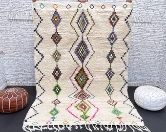 Amazing white Moroccan rug - Berber Moroccan rug - Ivory rug - Beni ourain rug - Custom rug - Handmade rug - Moroccan Colorful area rug