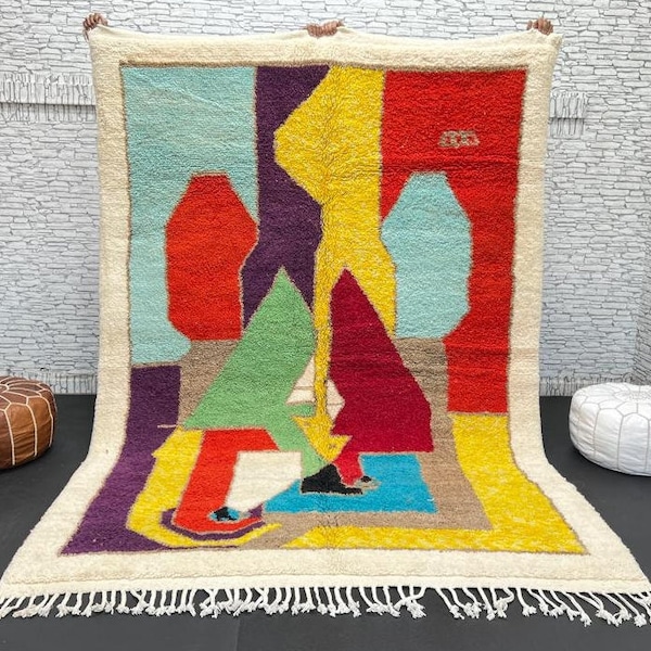 Custom Fabulous Boujad Rug, Authentic Moroccan Rug, Azilal rug, Abstract Multicolored Carpet, Handmade Moroccan Rug, Bohemian rug