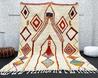 Bonita alfombra multicolor, alfombras para sala de estar, alfombra de lana anudada a mano, alfombra marroquí personalizada, alfombra bereber.