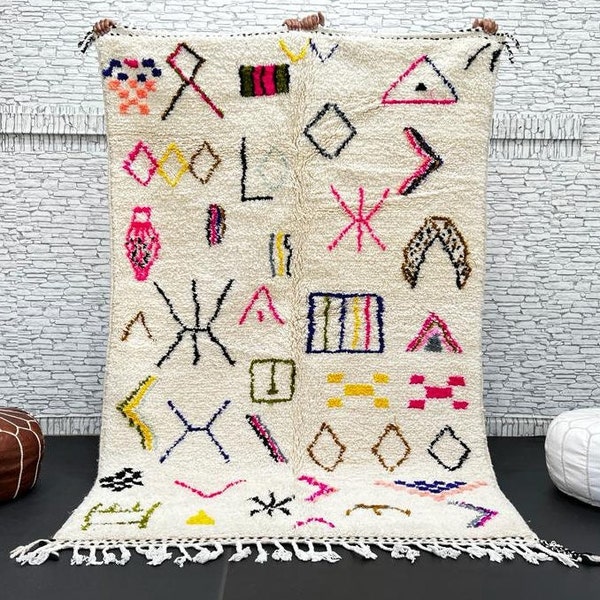 CHIC MOROCCAN HANDMADE, Moroccan Rug, white rug, Custom Rug, Berber Rug , Sheep Wool Rug, Abstract Rug, Handwoven Carpet