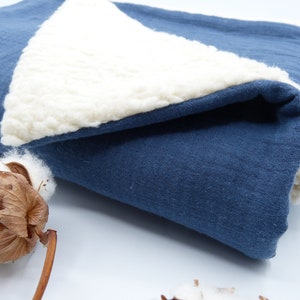 Couverture bébé personnalisée - double gaze et peluche de coton BIO - plaid bébé - cadeau de naissance