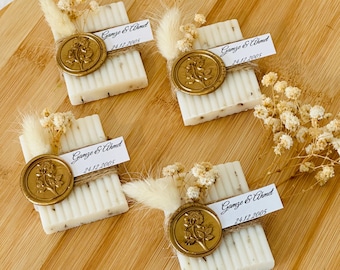Personalisierte Seife/Lavendelseife mit Juteband und Siegel/Gastgeschenke für eure Gäste/personalisierte Gastgeschenke/Hochzeit/Taufe/Anlass