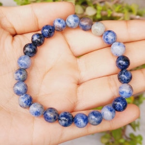 Authentic Sodalite Bracelet, Gemstone Bracelet, Beaded Bracelet ,Natural Sodalite 8MM Bracelet Handmade Jewelry Gift for Men’s & Women’s .