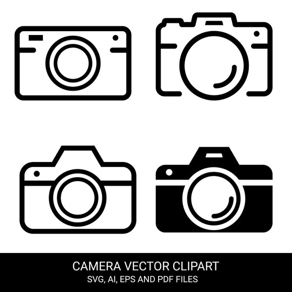 Camera Outline Clipart Bundle - Camera Graphic - Camera Clipart - Camera SVG - Camera Icon - Photograph - Photography SVG - photographer SVG