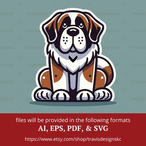 Saint Bernard Clipart St Bernard SVG St Bernard Vector Dog SVG Cut File Cute Dog Illustration Bernard Dog Cartoon Pet Clipart Digital