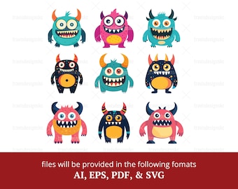 Monster Clipart, Monster SVG, Cartoon Monster, Cute Monster, Colorful Monster, Monster Face, Monster Vector, Monster Graphic, Funny Monster